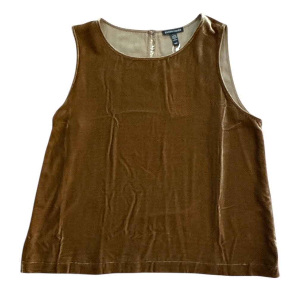 NWT Eileen Fisher Hazel Round Neck Sleeveless Shell Top M/M Viscose & Silk Blend